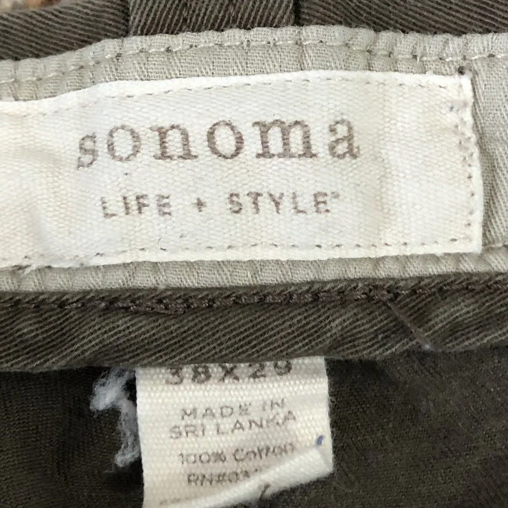 Sonoma Cargo Pants Relaxed Fit Brown Khaki Men's Size 38x29‎ Pockets